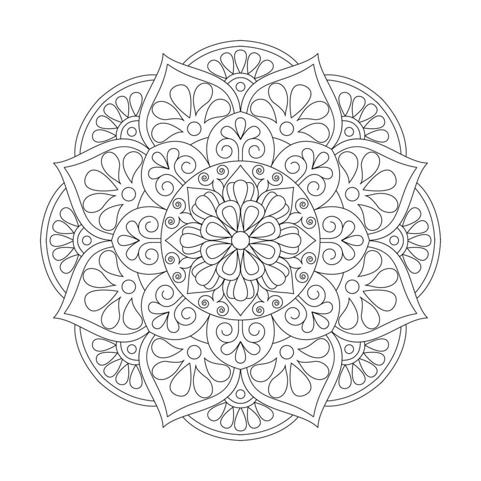 ronde bloem lijn ongeverfd patroon wijnoogst monochroom element vector