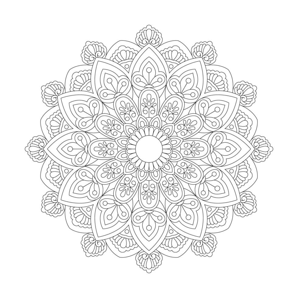contour mandala met tekening en gestreept patroon voor kleur boek bladzijde vector