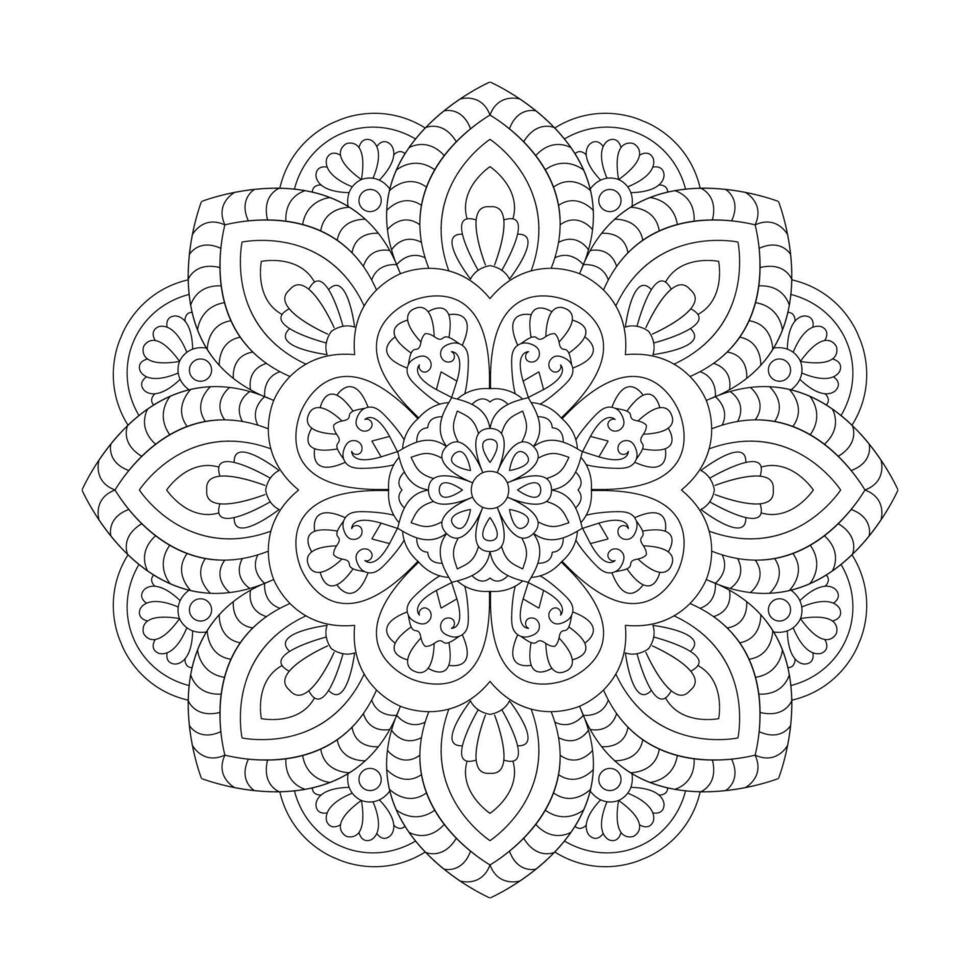 tekening zen wirwar ontwerp afgeronde mandala voor kleur boek bladzijde vector