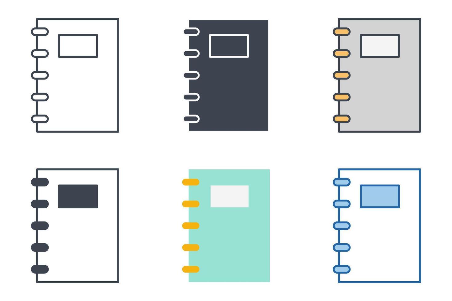 bindmiddel pictogrammen met verschillend stijlen. notitieboekje symbool vector illustratie geïsoleerd Aan wit achtergrond