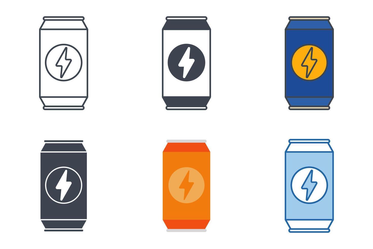 energie drinken kan pictogrammen met verschillend stijlen. aluminium Frisdrank kan symbool vector illustratie geïsoleerd Aan wit achtergrond