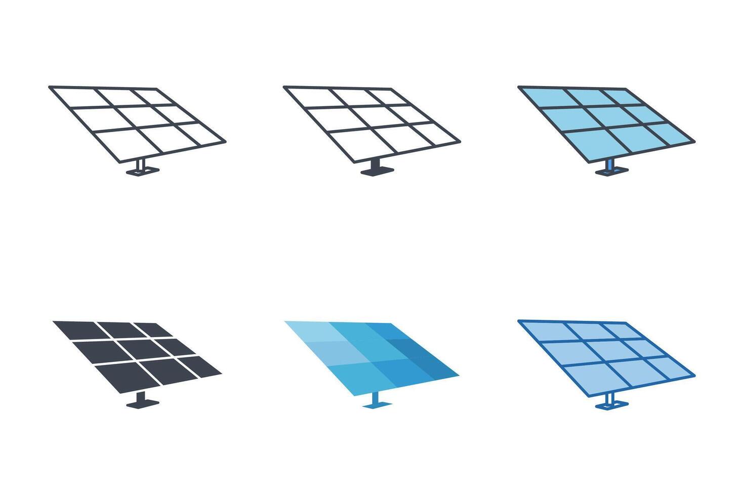 zonne- paneel pictogrammen met verschillend stijlen. zon energie symbool vector illustratie geïsoleerd Aan wit achtergrond