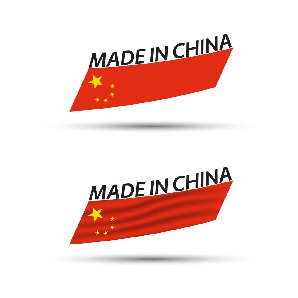 twee modern gekleurde vector Chinese vlaggen geïsoleerd Aan wit achtergrond, Chinese vlaggen, Chinese linten, gemaakt in China