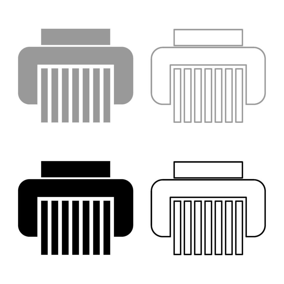 papier shredder vertrouwelijk papier Slijper document kantoor gereedschap reeks icoon grijs zwart kleur vector illustratie beeld solide vullen schets contour lijn dun vlak stijl