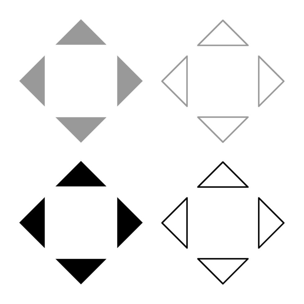 vier pijlen richten van de centrum symbool plaats reeks icoon grijs zwart kleur vector illustratie beeld solide vullen schets contour lijn dun vlak stijl