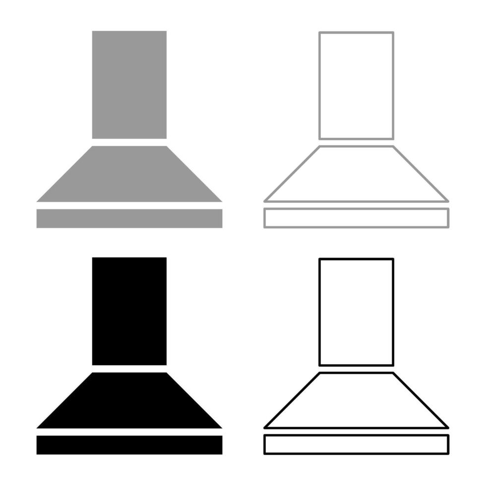 kap voor de keuken keuken kookplaat huiselijk huishoudelijke apparaten reeks icoon grijs zwart kleur vector illustratie beeld solide vullen schets contour lijn dun vlak stijl