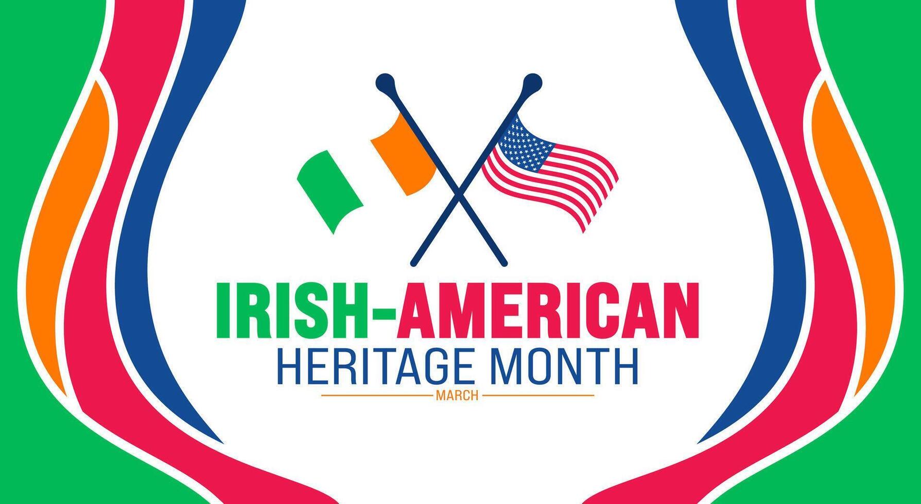 maart is Iers Amerikaans erfgoed maand achtergrond ontwerp sjabloon met Verenigde staat en Ierland nationaal vlag. gebruik naar achtergrond, banier, aanplakbiljet, kaart, en poster ontwerp sjabloon. vector illustratie