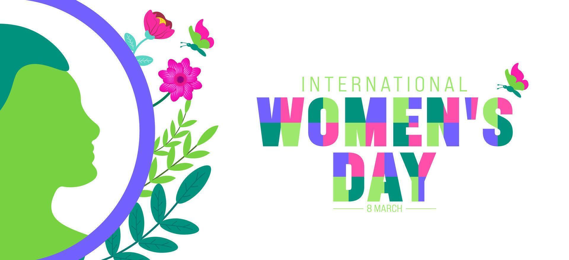 8 maart is Internationale vrouwen dag achtergrond met bloem ontwerp. gebruik naar achtergrond, banier, aanplakbiljet, kaart, en poster ontwerp sjabloon. vector illustratie.