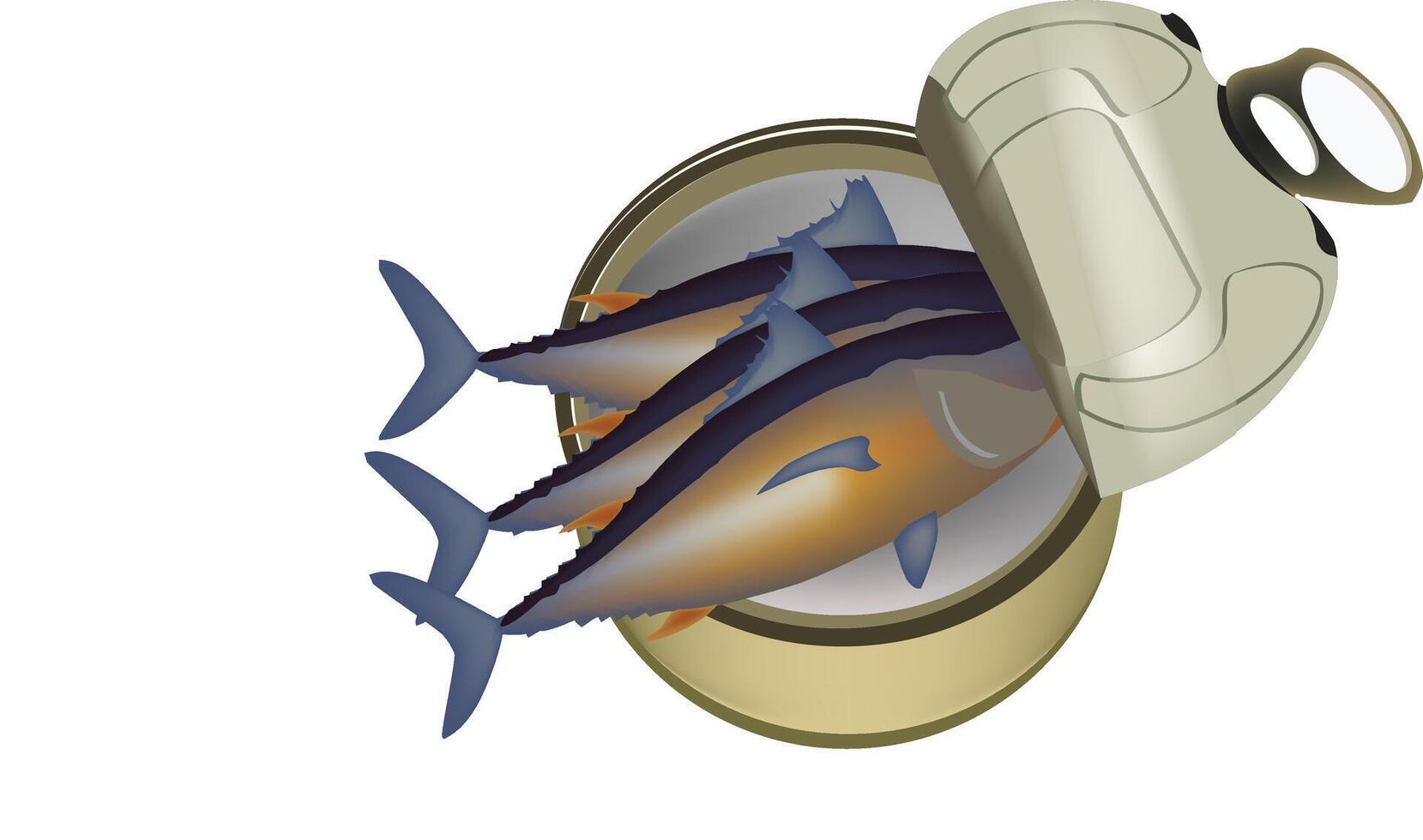 grafisch beeld beeltenis tonijn gevangen in een sardine kan, symboliseert overbevissing vector