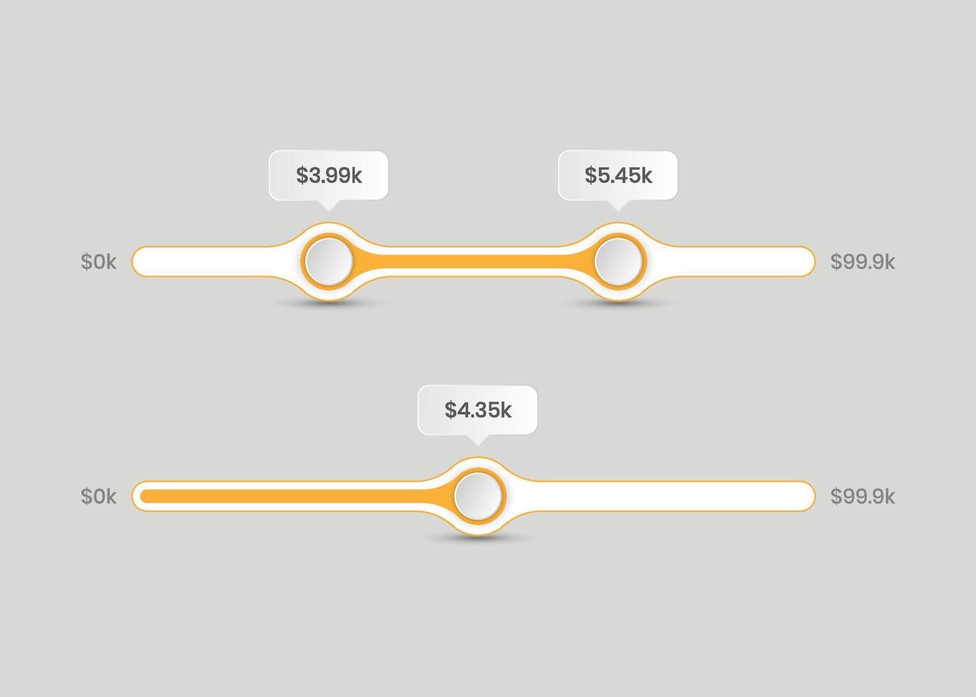 gemakkelijk ecommerce prijs reeks filter schuifbalk schuif ontwerp vector