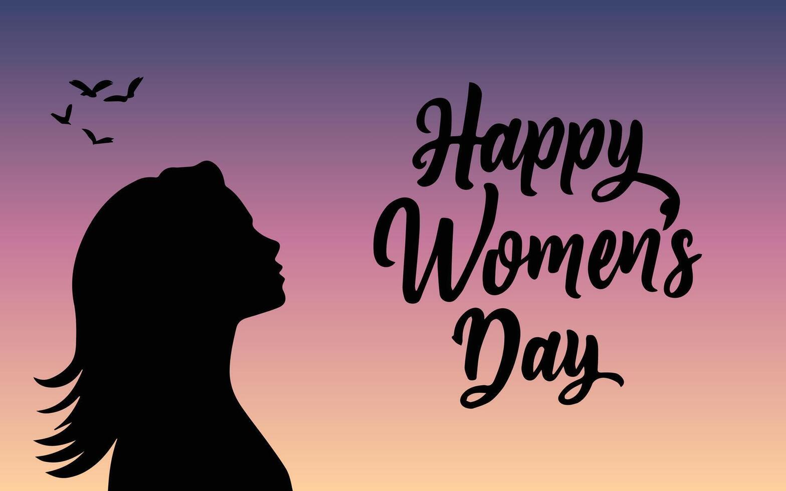 Internationale vrouwen dag groeten kaart met donker patroon achtergrond. vrouwen dag groeten Aan rood achtergrond met vrouw silhouet. vector
