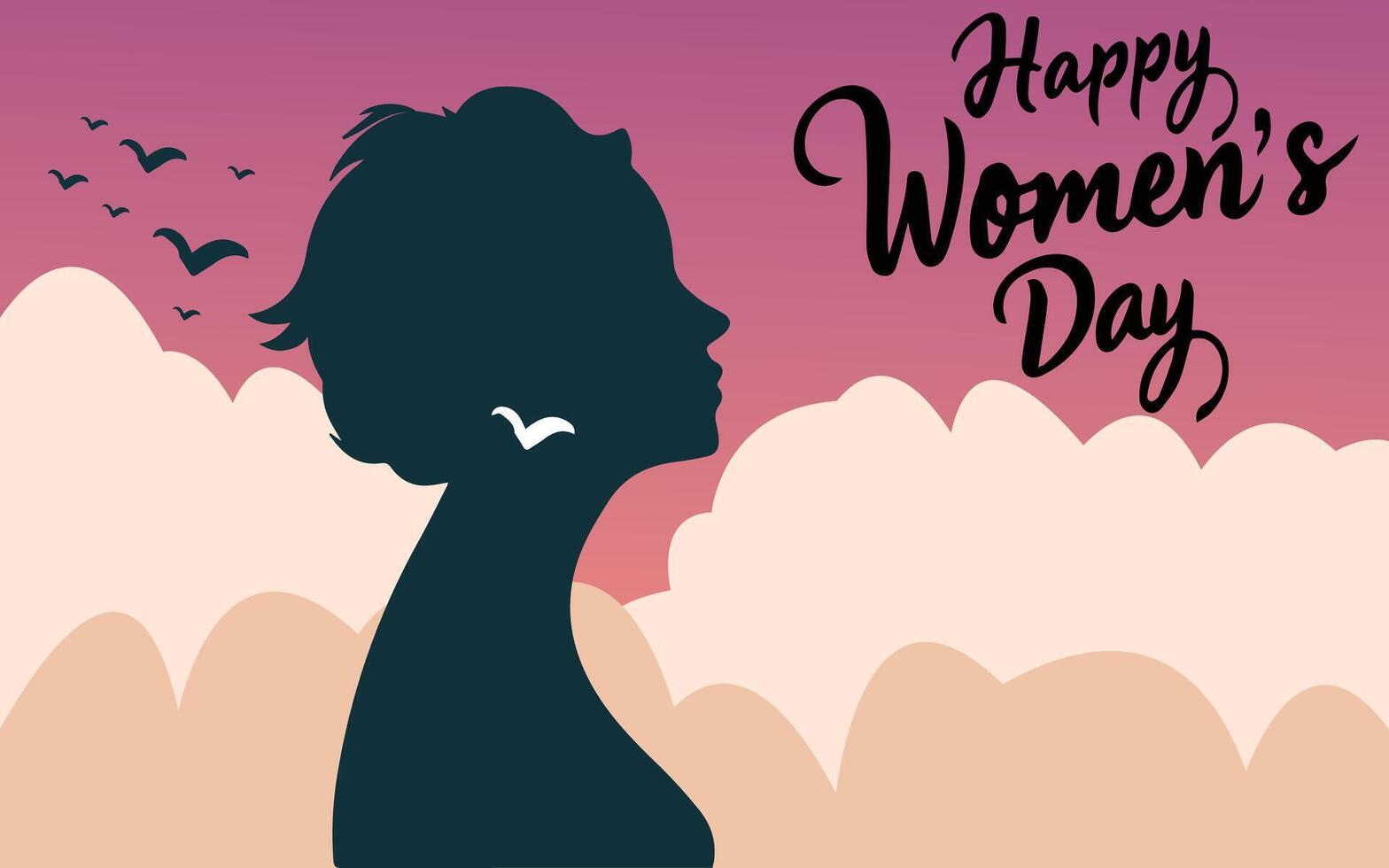 gelukkig vrouwen dag typografie ontwerp, vector illustratie met silhouet Dames.