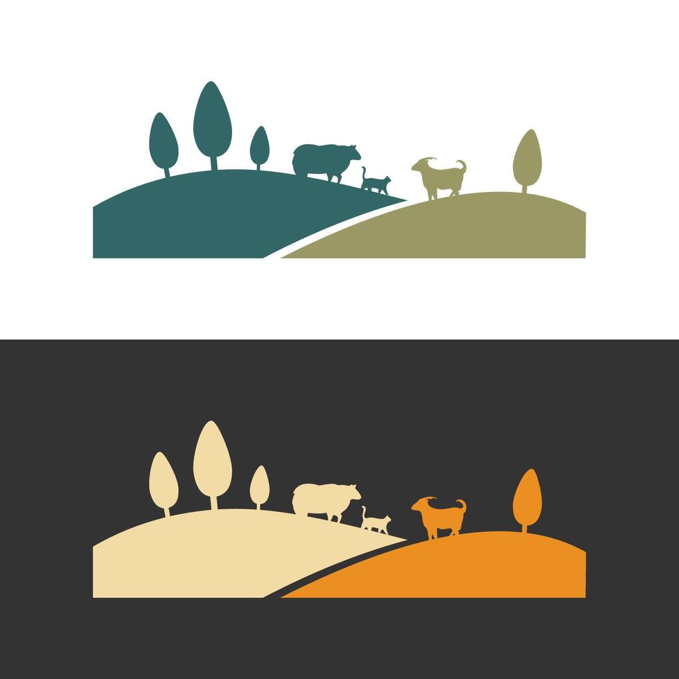 vee schapen geit vallei logo vee vector illustratie
