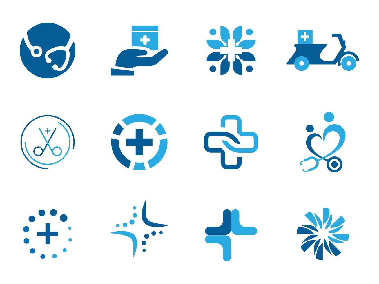 medisch, gezondheidszorg en apotheek icoon logo reeks collecties vector