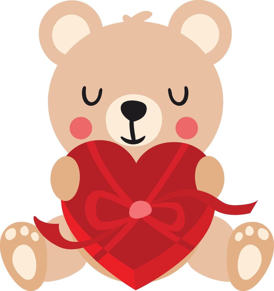 liefhebbend teddy beer Holding een hartvormig geschenk vector