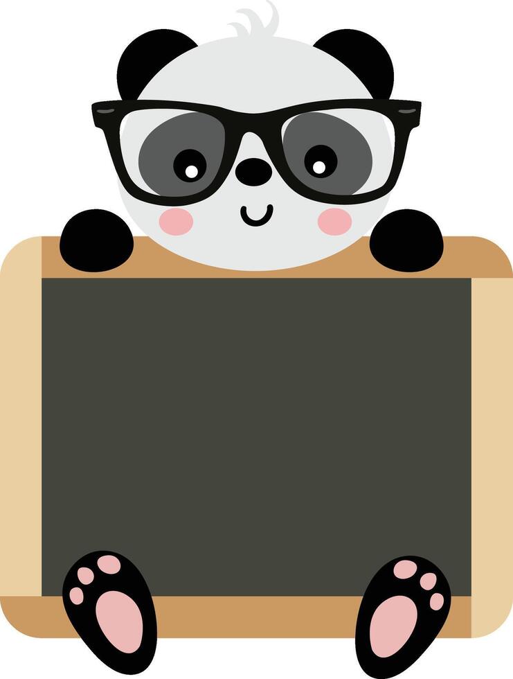 panda leraar met school- schoolbord vector