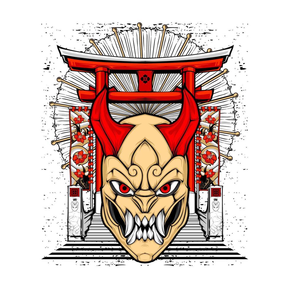 japans oni masker vector