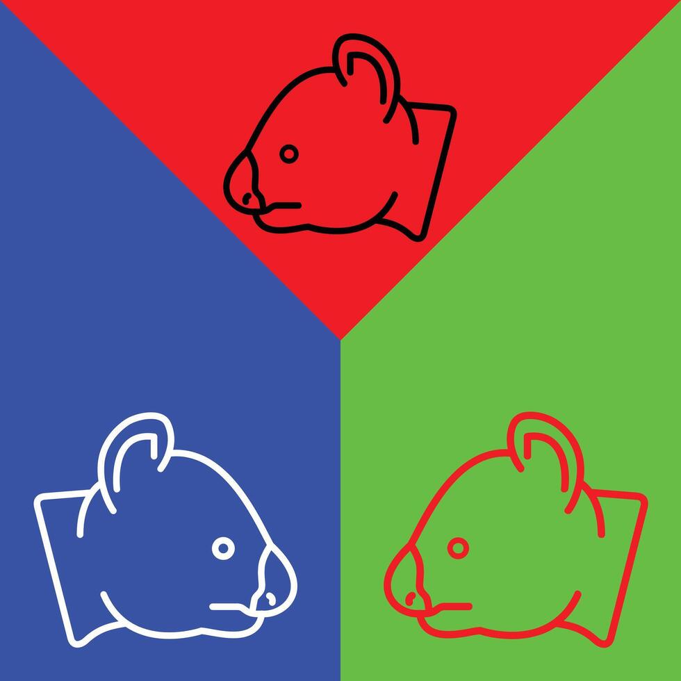 koala vector icoon, lineal stijl icoon, van dier hoofd pictogrammen verzameling, geïsoleerd Aan rood, blauw en groen achtergrond.