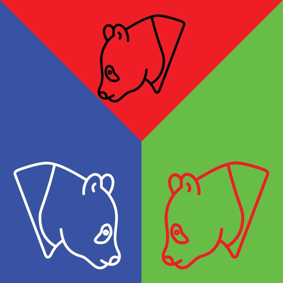 panda vector icoon, lineal stijl icoon, van dier hoofd pictogrammen verzameling, geïsoleerd Aan rood, blauw en groen achtergrond.