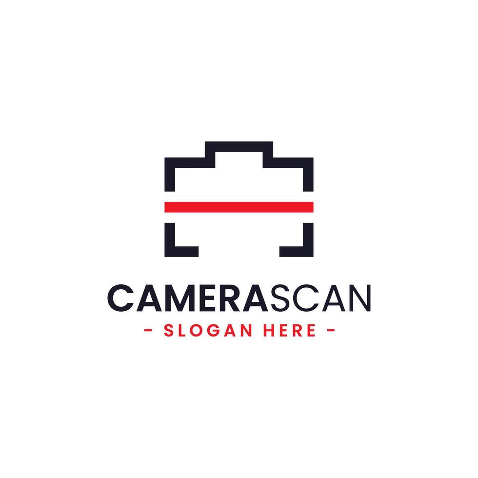 camera scannen logo ontwerp sjabloon. minimaal camera en scannen icoon vector combinatie. creatief scannen symbool concept. vlak stijl voor grafisch ontwerp, logo, web, ui.