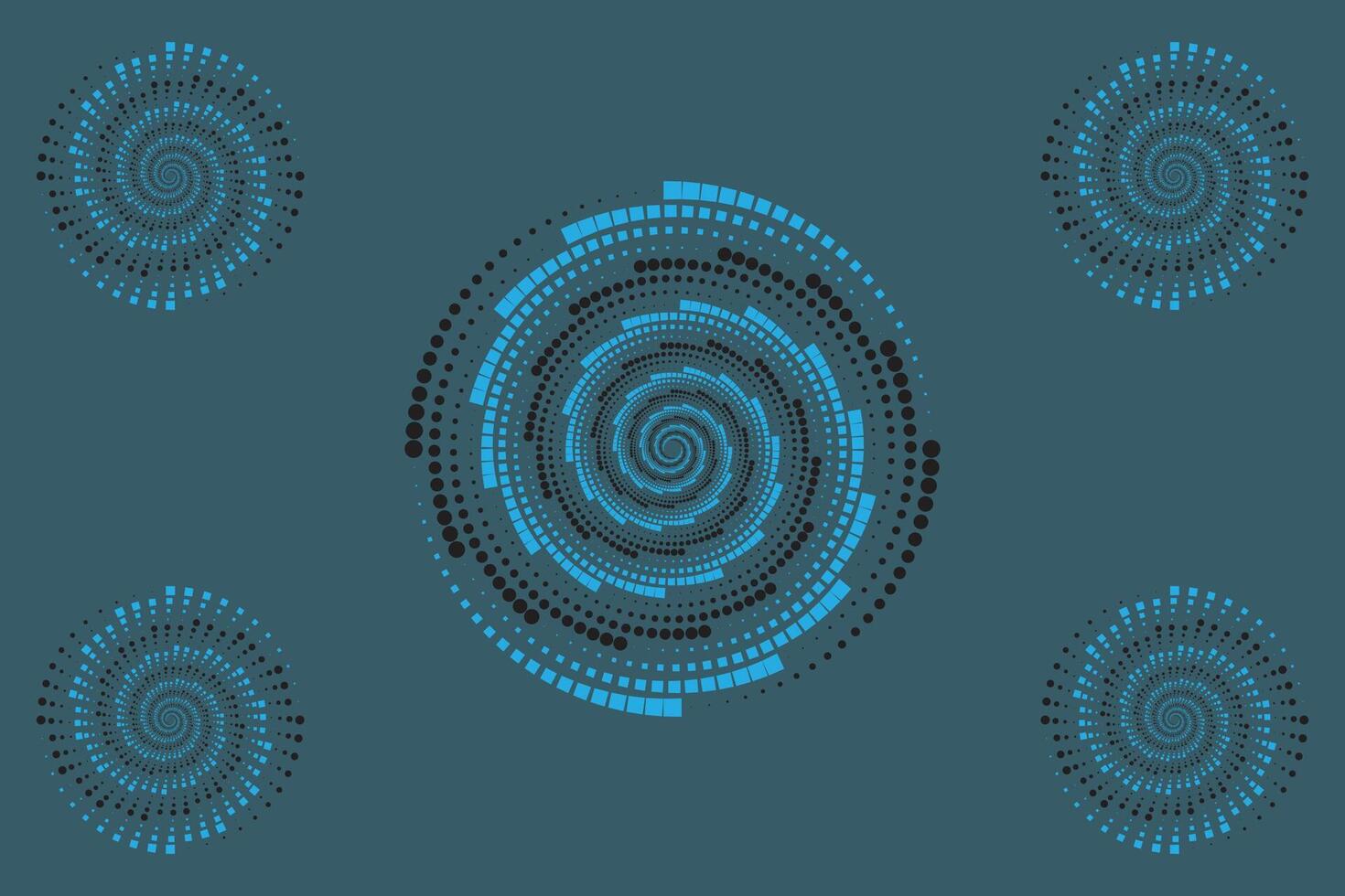 halftone circulaire spiraal logo set. circulaire stippel geïsoleerd Aan de wit achtergrond vector