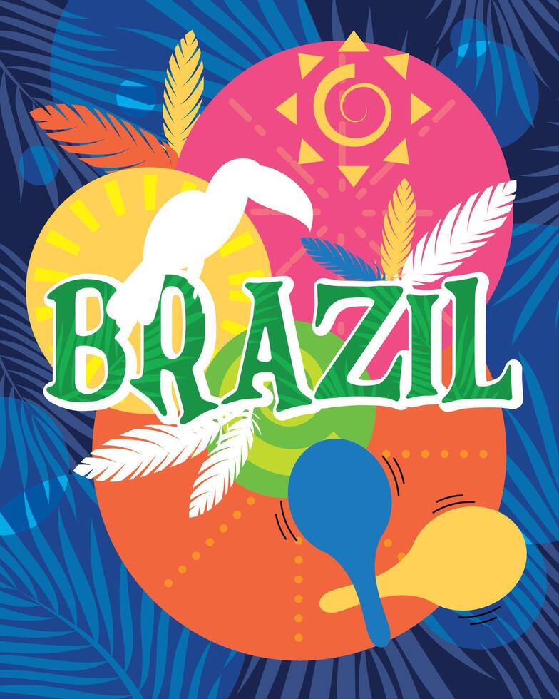 gekleurde tropisch Brazilië poster vector