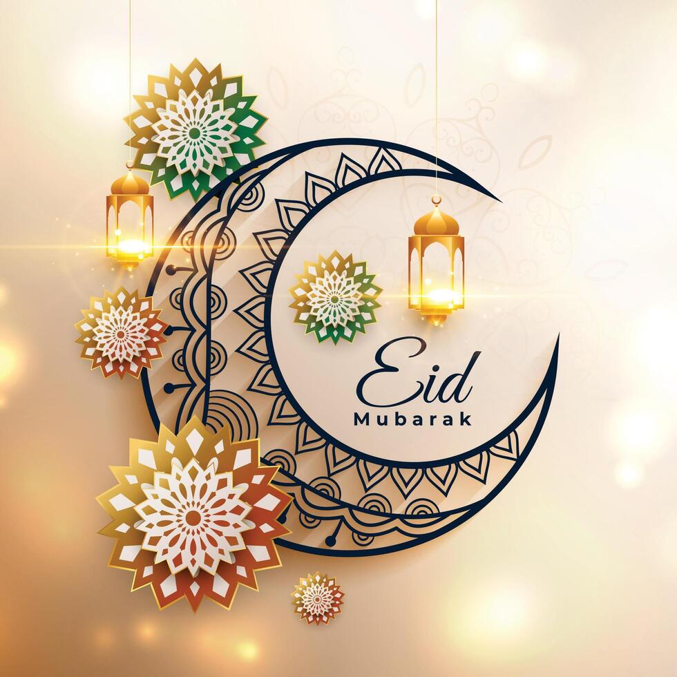 decoratief eid maan voor heilig festival achtergrond vector