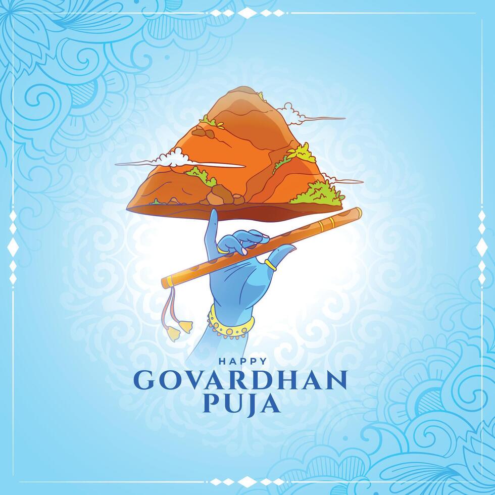 mooi Hindoe festival govardhan puja groet achtergrond ontwerp vector