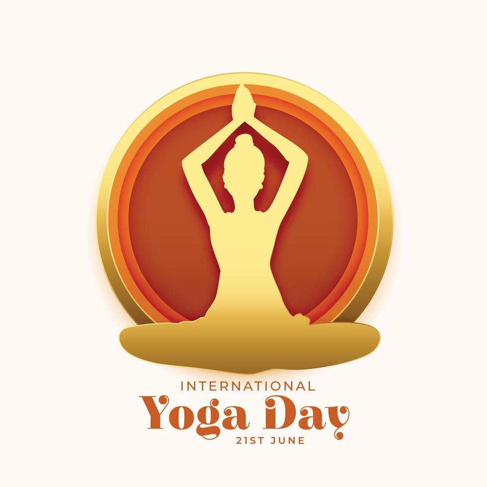 papier stijl Internationale yoga dag achtergrond voor een gezond levensstijl vector