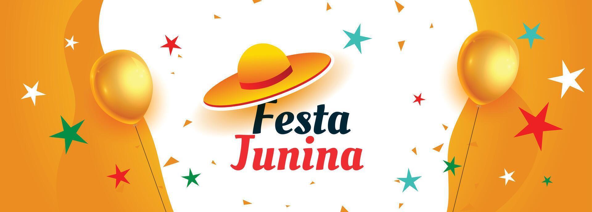 festa Junina evenement banier met ballonnen en sterren vector