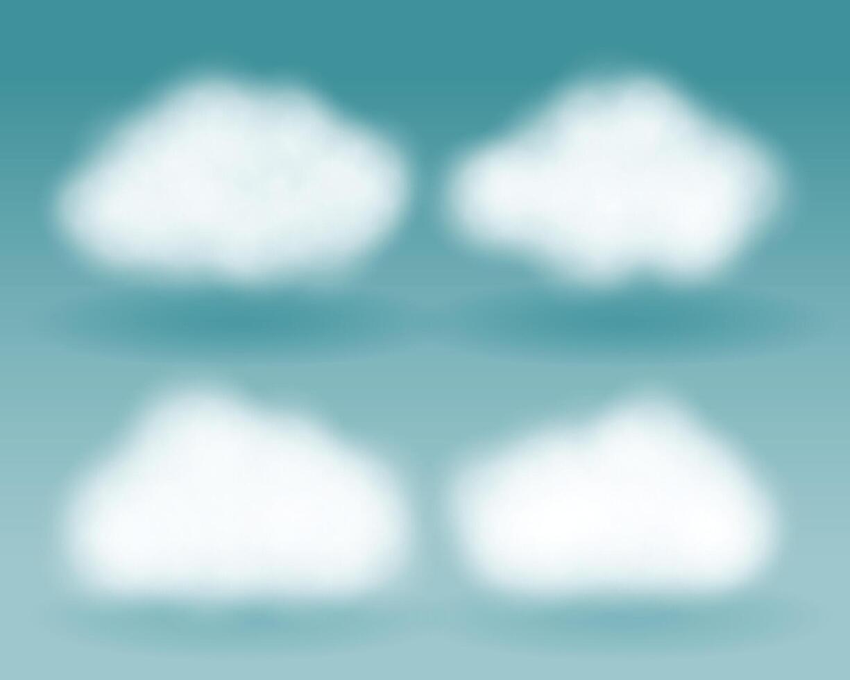 reeks van realistisch pluizig wolken symbolen met wazig effect vector