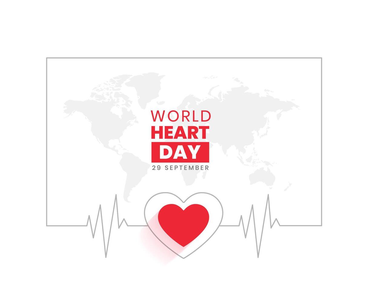 Internationale hart dag poster met wereld kaart en hartslag ontwerp vector