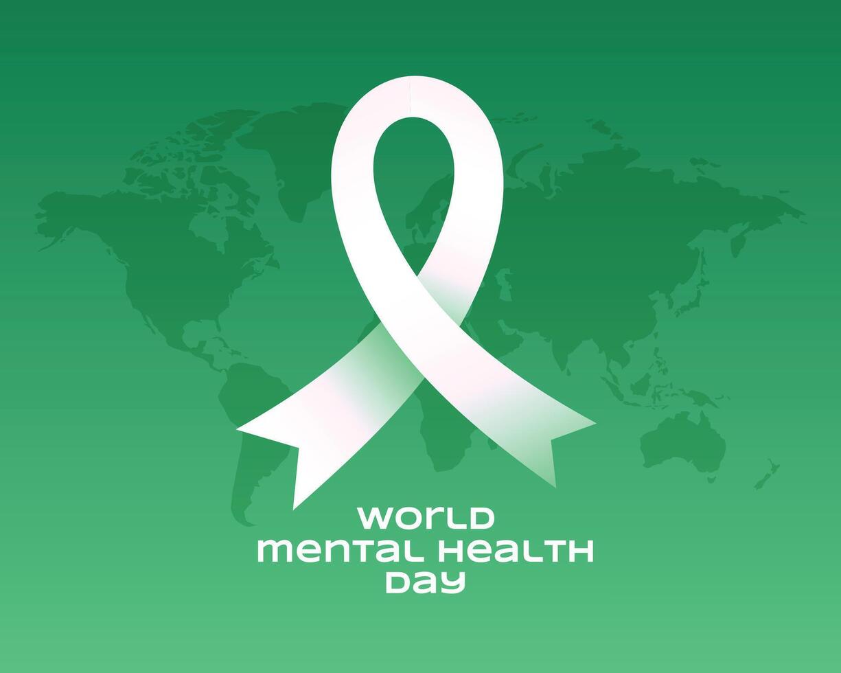 Internationale mentaal Gezondheid dag poster met wereld kaart vector