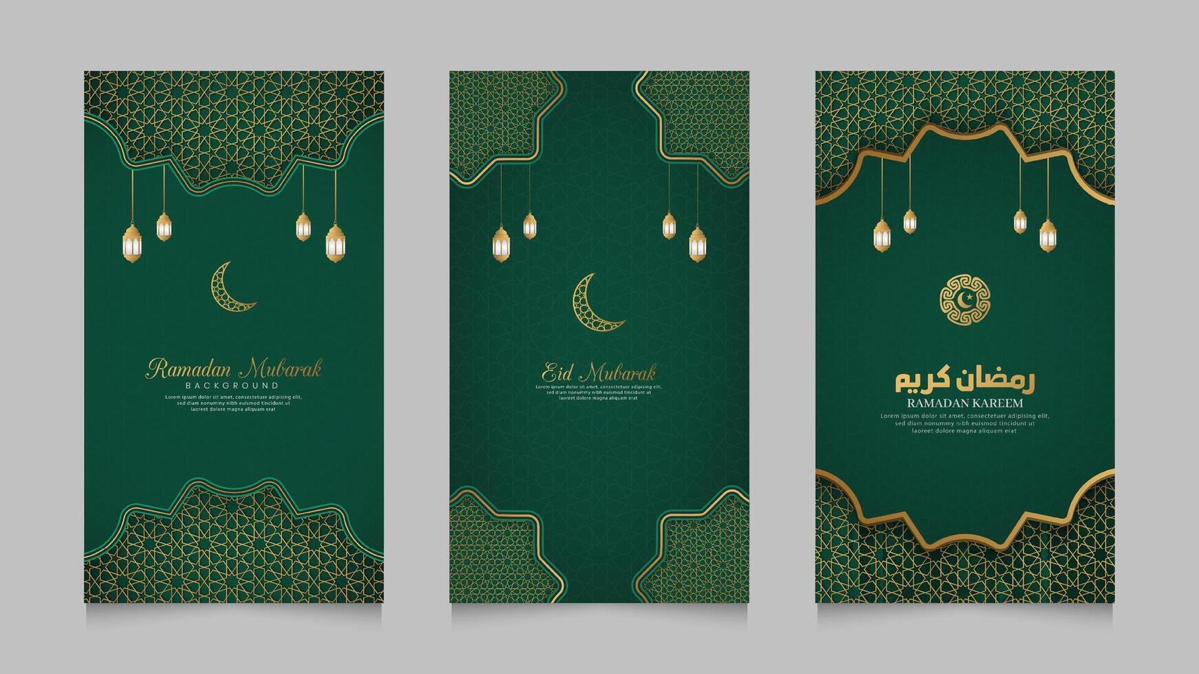 eid mubarak en Ramadan kareem Islamitisch realistisch sociaal media verhalen verzameling sjabloon vector