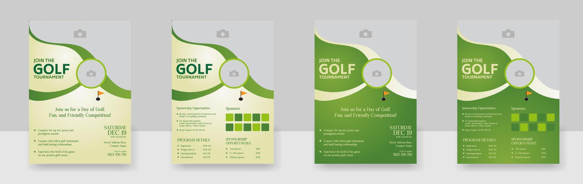 golf kampioenschap of toernooi folder poster ontwerp, golf club evenement banier vector sjabloon