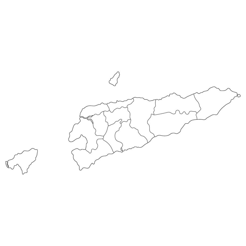 oosten- Timor kaart. kaart van Oost-Timor in administratief provincies in wit kleur vector