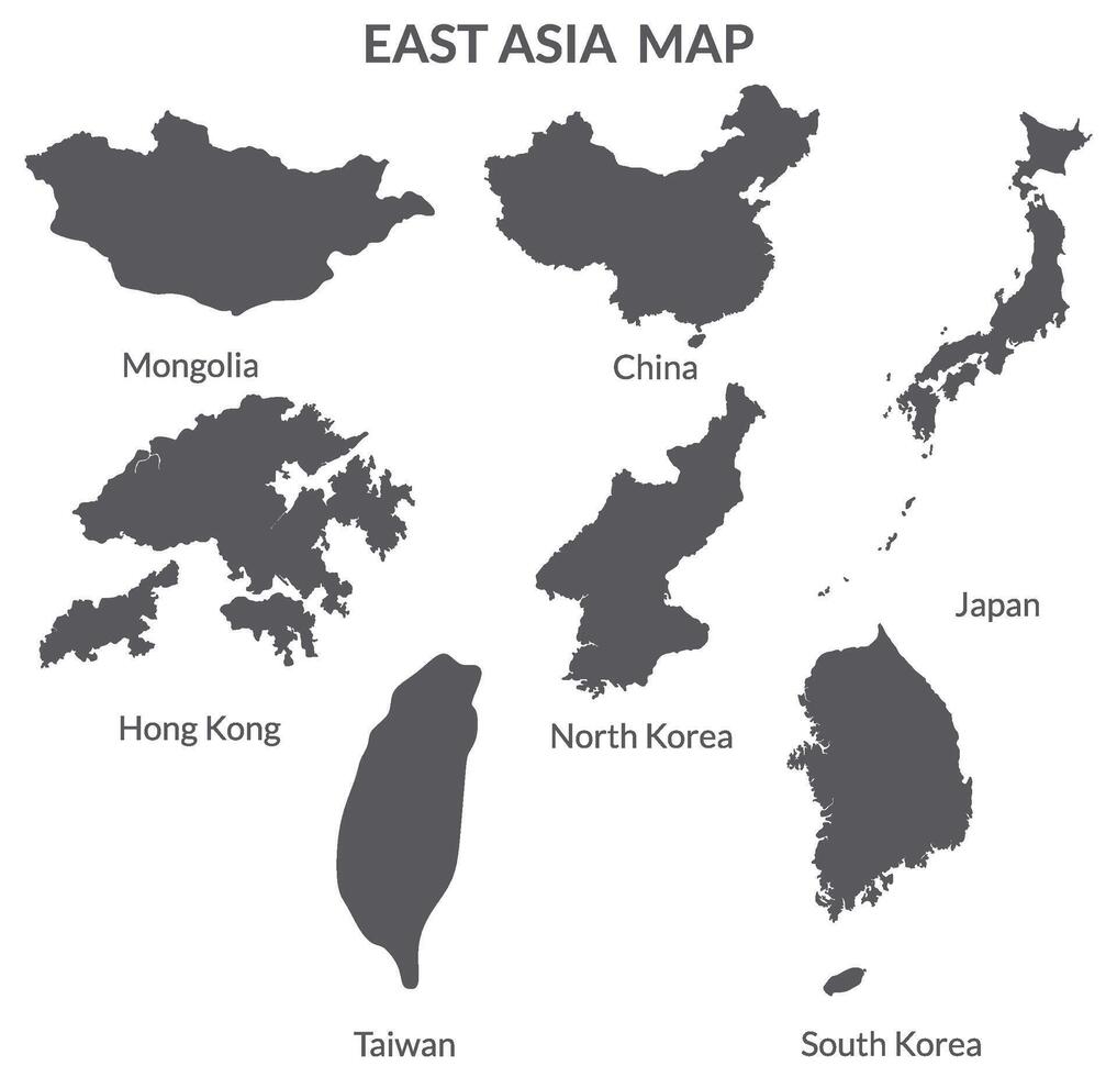 oosten- Azië land kaart. kaart van oosten- Azië vector
