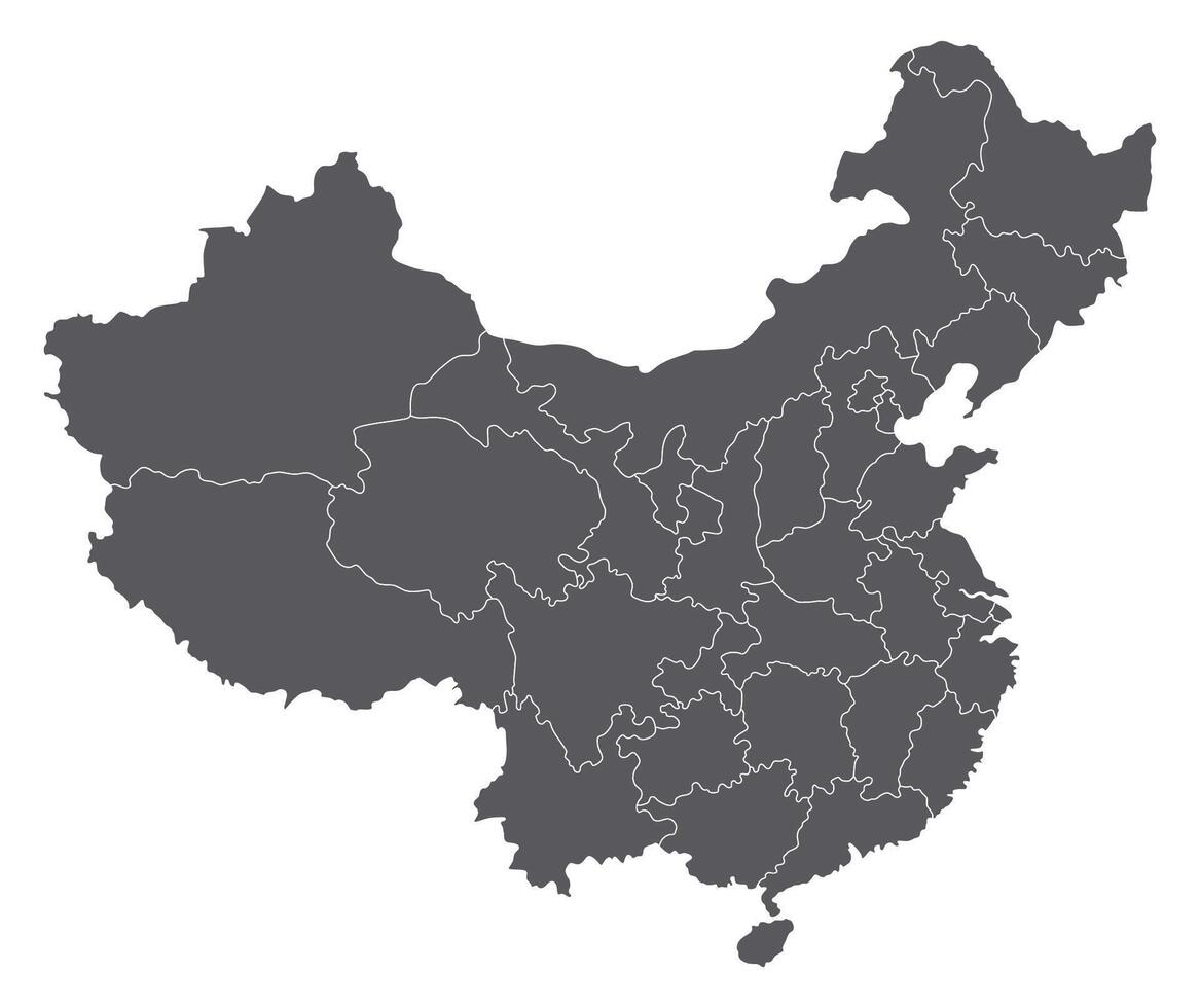 China kaart. kaart van China in administratief provincies in grijs kleur vector