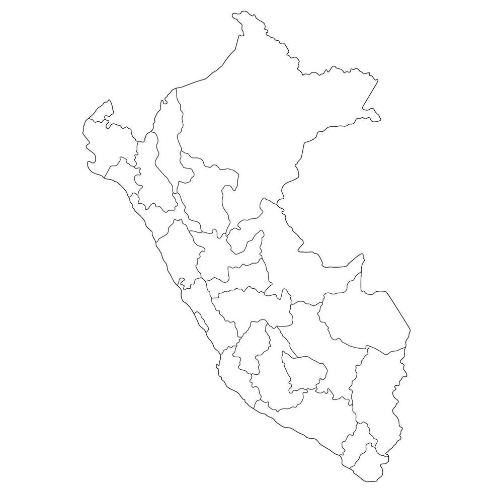 Peru kaart. kaart van Peru in administratief provincies in wit kleur vector