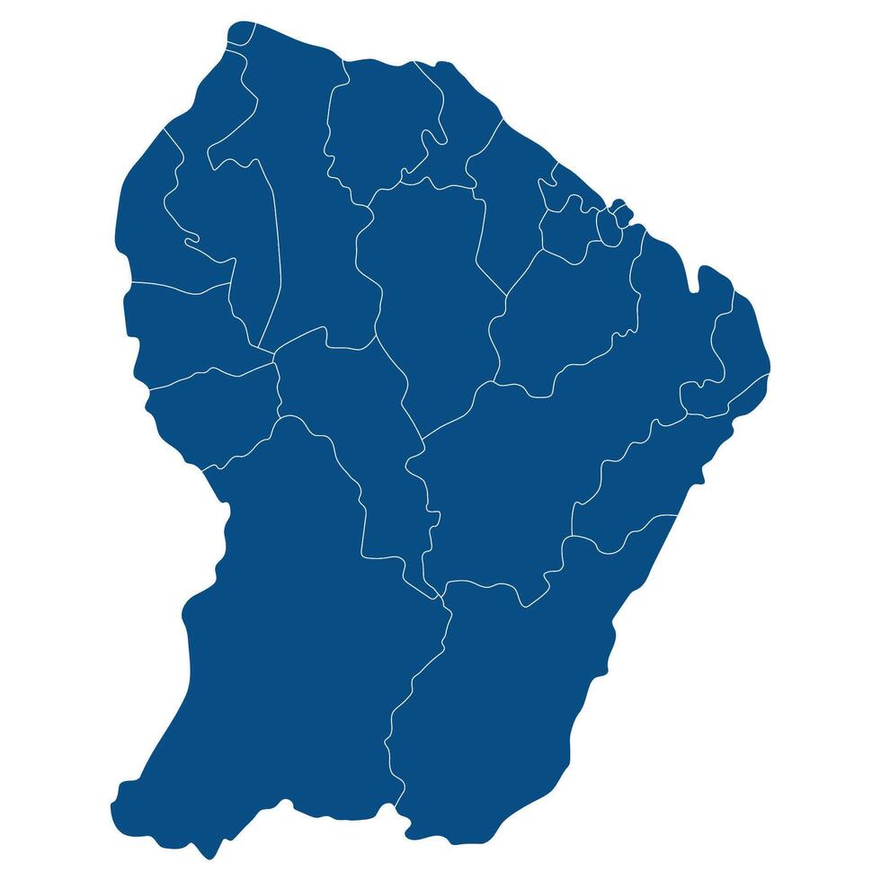 Frans Guyana kaart. kaart van Frans Guyana in administratief provincies in blauw kleur vector