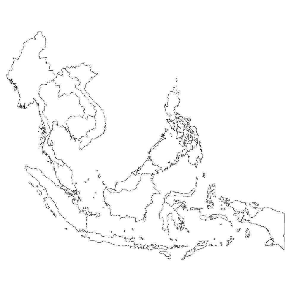 zuidoosten Azië land kaart. kaart van zuidoosten Azië in wit kleur. vector