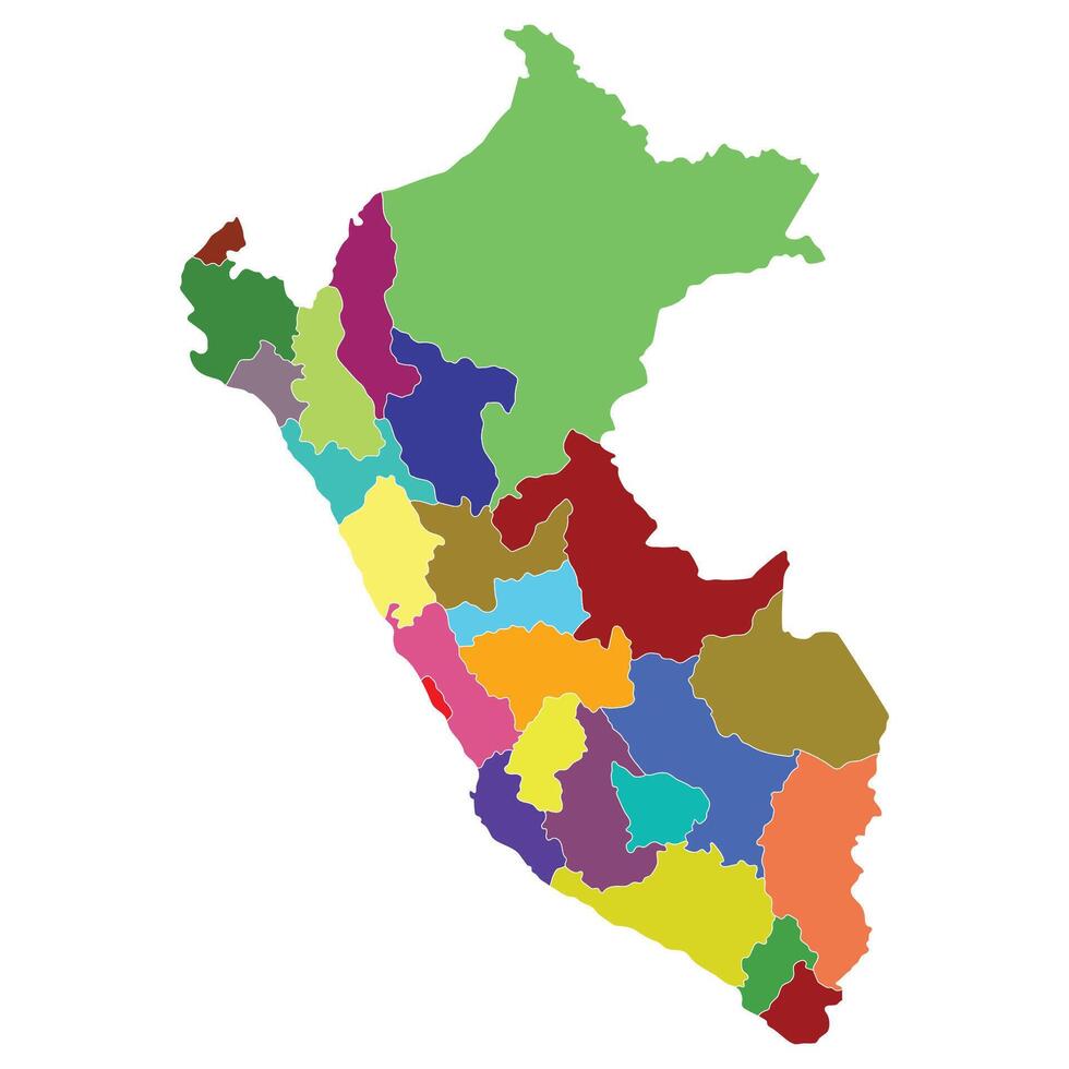 Peru kaart. kaart van Peru in administratief provincies in veelkleurig vector