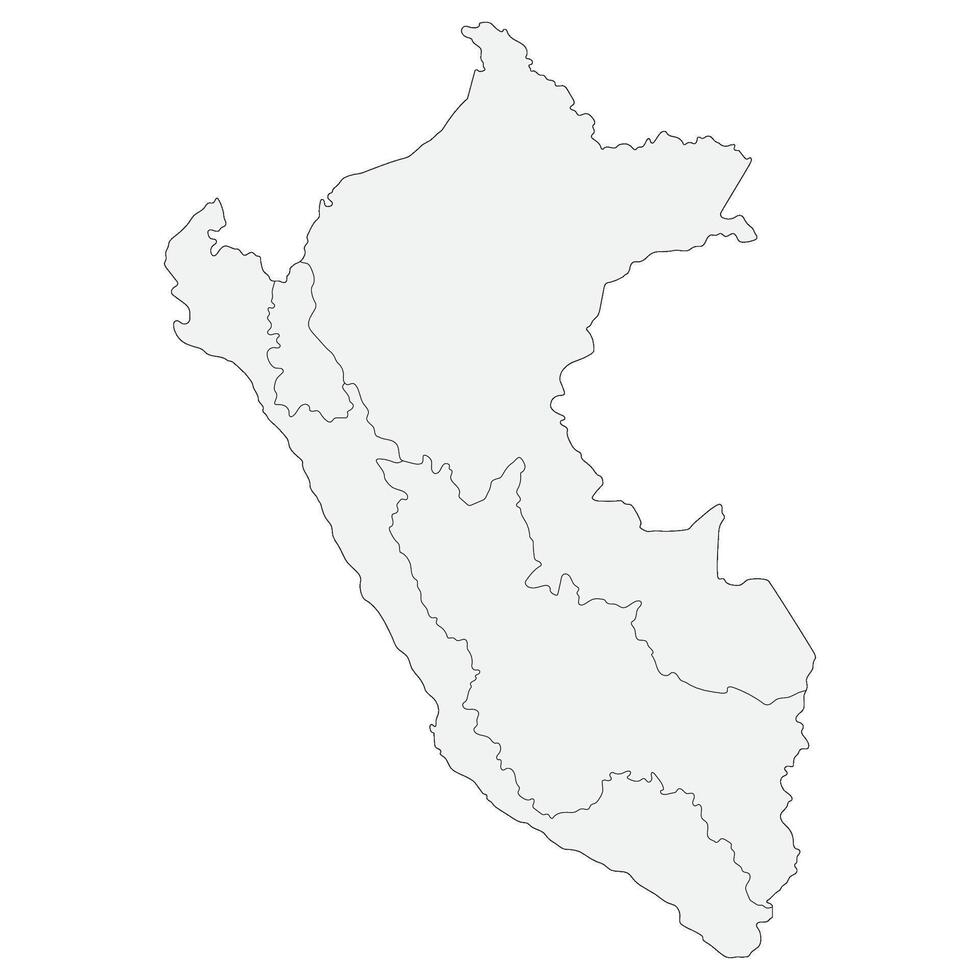 Peru kaart. kaart van Peru in drie hoofd Regio's in wit kleur vector