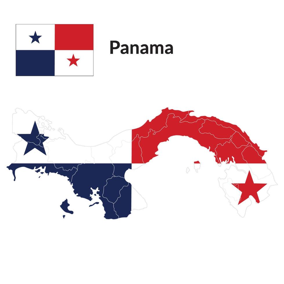 kaart van Panama met nationaal vlag van Panama vector