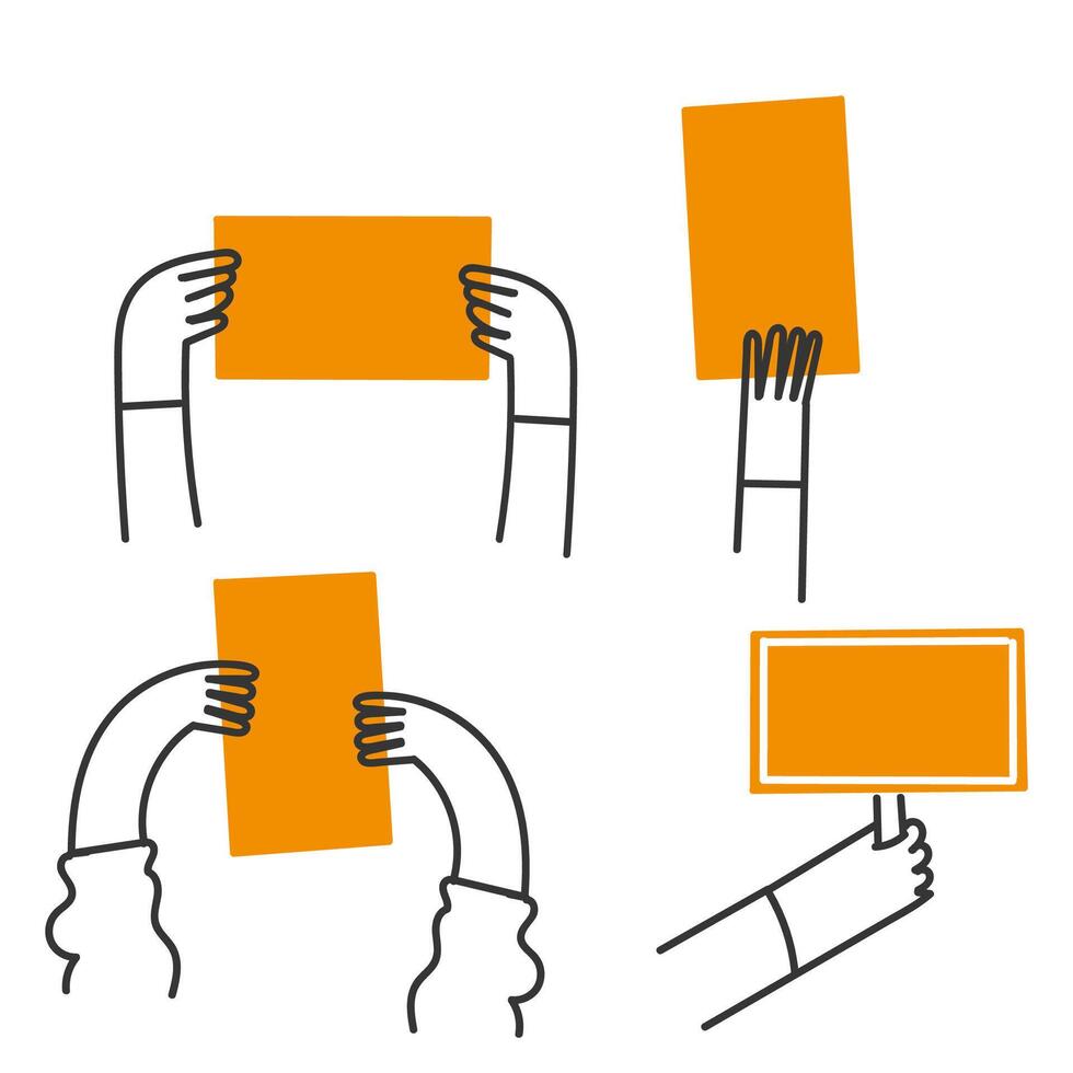 hand- getrokken tekening hand- Holding protest banier illustratie vector