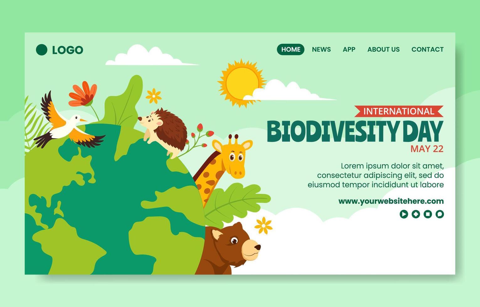 biodiversiteit dag sociaal media landen bladzijde tekenfilm hand- getrokken Sjablonen achtergrond illustratie vector