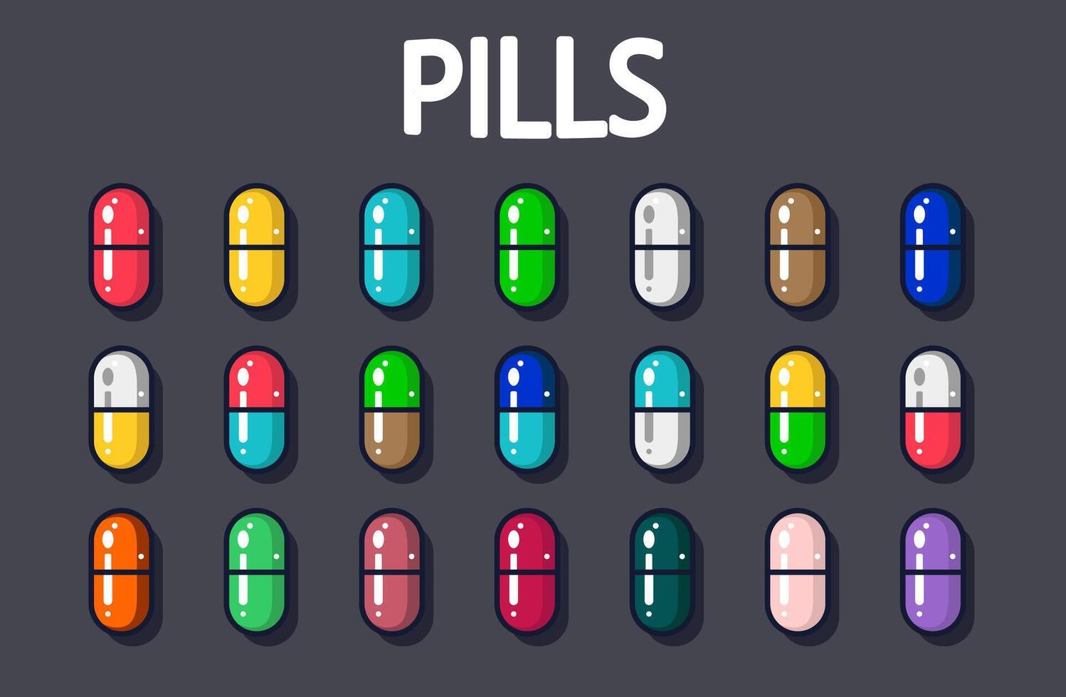 vector pillen icoon set. geneeskunde illustratie ziekte teken en drug tablet. apotheek zorg capsule en ziekenhuis vitamine ontwerp. ambulance Gezondheid verzameling antibiotica symbool