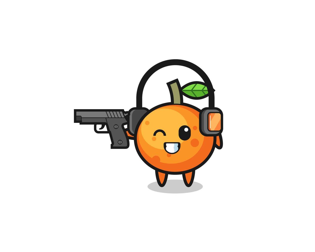 illustratie van mandarijn cartoon die schietbaan doet vector
