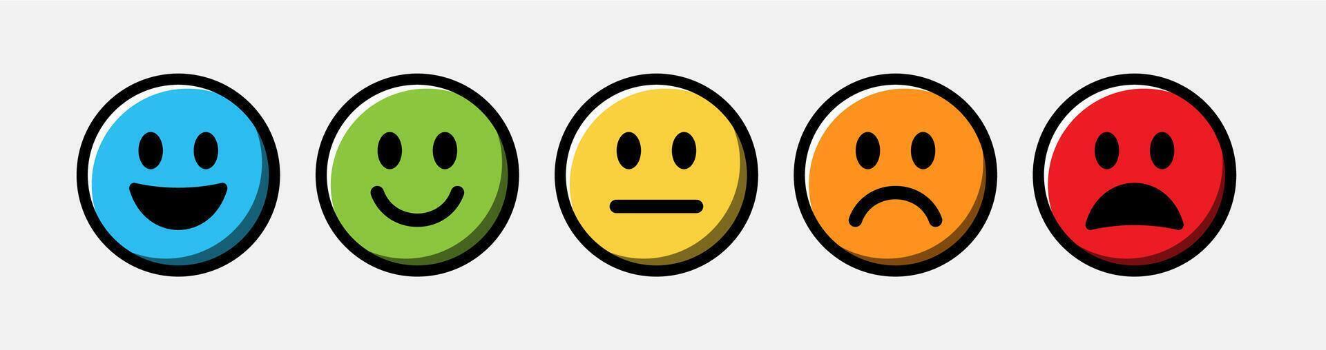 beoordeling tevredenheid terugkoppeling emoties smileys emoji. vector