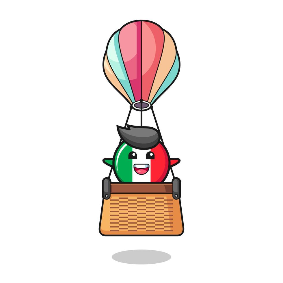 Italiaanse vlagmascotte die een heteluchtballon berijdt vector